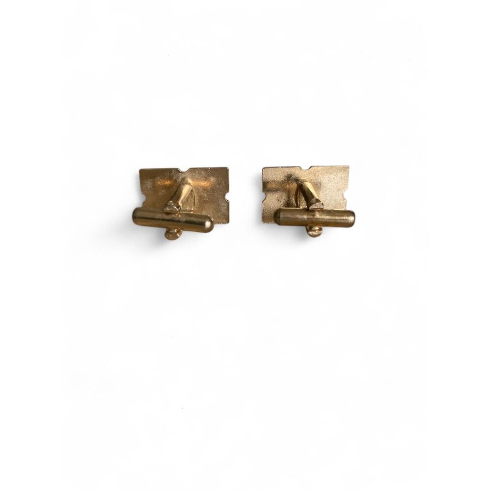 Vintage Razor Blade Gold Tone Cufflinks For Men Rectangular Bullet Back - Picture 4 of 4